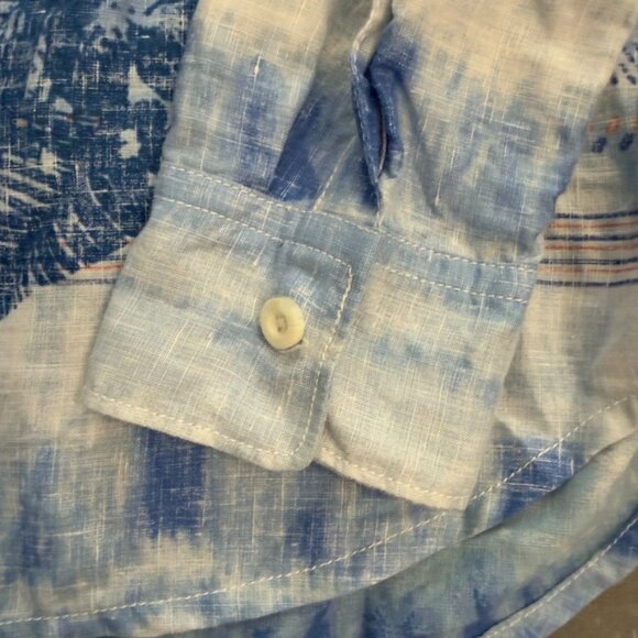 Tommy Bahama Relax Blue Watercolor Floral Linen Shirt – Size XL - Picture 9 of 14